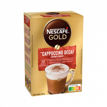 Nescafé Gold Cappuccino Decaf, entkoffeinierte Löskaffee-Sticks, 10 Portionen, 125 Gramm